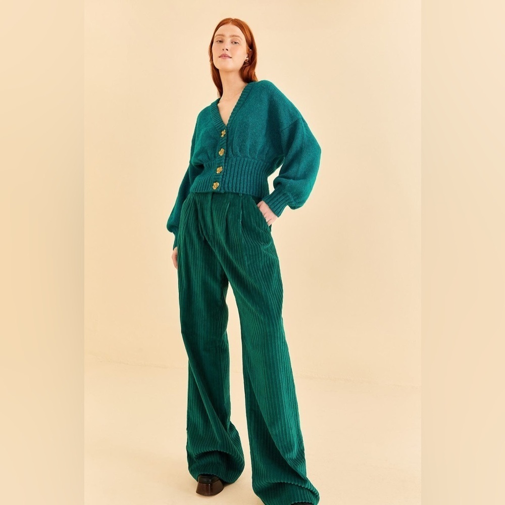 Farm Rio: Emerald Corduroy Pants